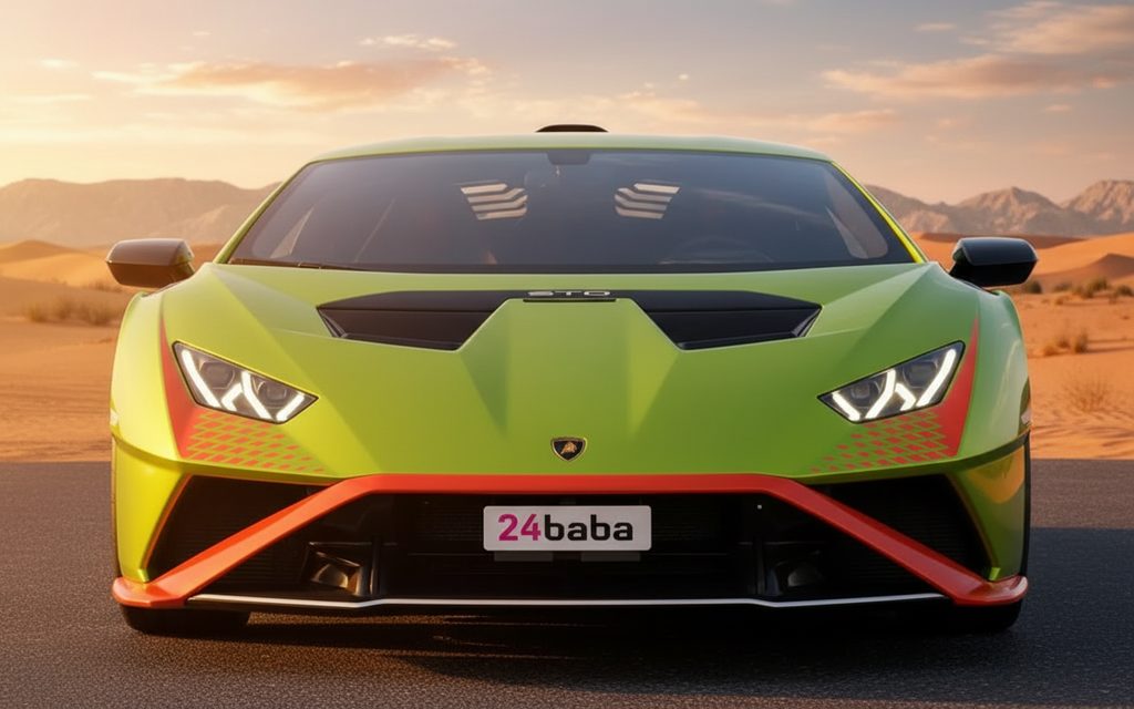 Lamborghini Huracan 2022 Green front view with headlights