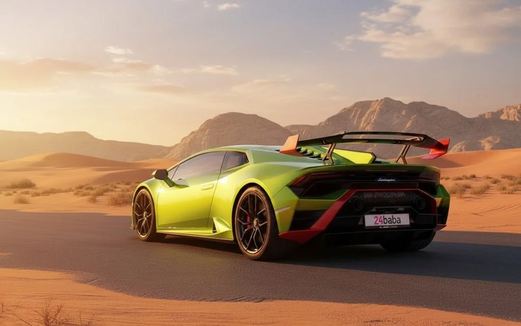 Lamborghini Huracan 2022 Green rear view showing taillights