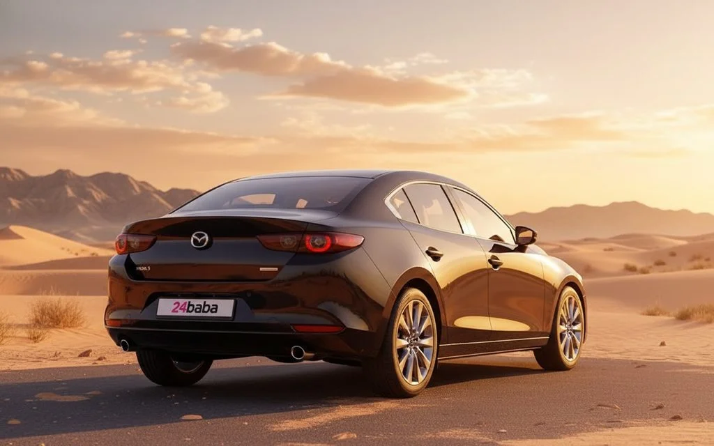 Black Mazda 3 2024 back view in dubai