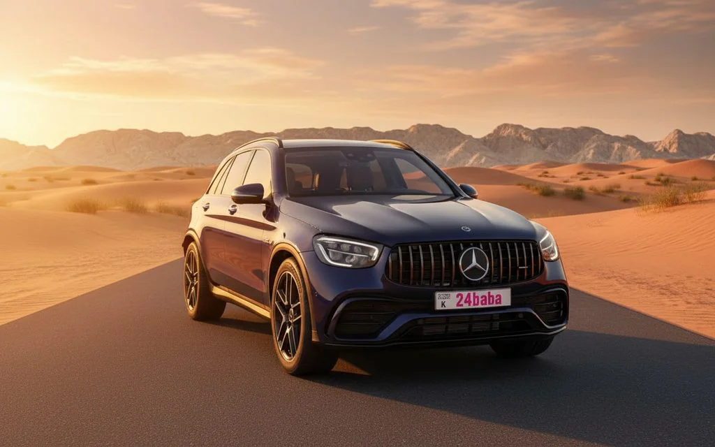 Mercedes Glc300 2021 Blue front view with headlights