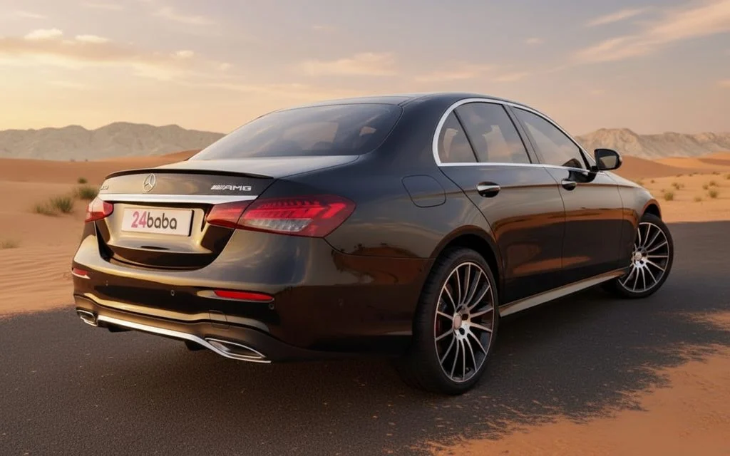 Mercedes E250 2023 Black rear view showing taillights