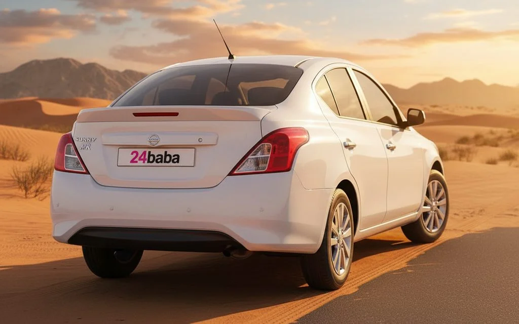Nissan Sunny 2020 White rear view showing taillights