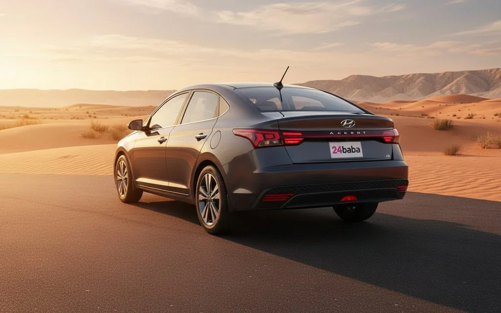 Hyundai Accent 2024 Dark Gray rear view showing taillights