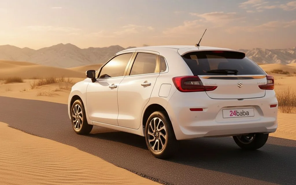 Suzuki Baleno 2023 White rear view showing taillights