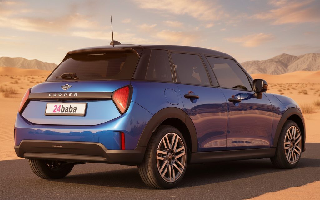 Mini Cooper 2025 Blue rear view showing taillights