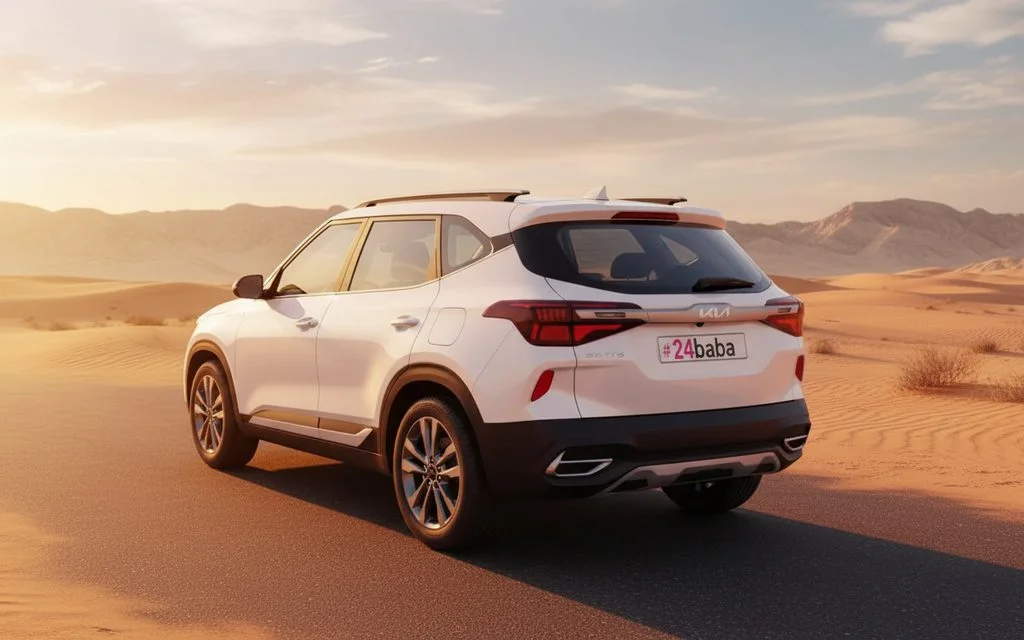 Kia Seltos 2023 White rear view showing taillights