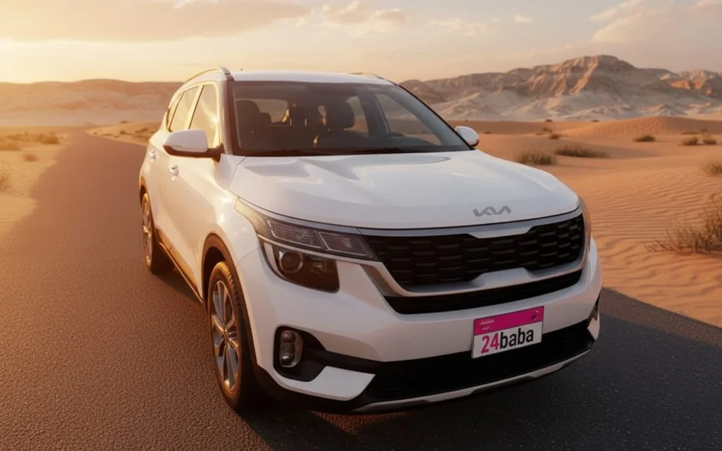 Kia Seltos 2023 White front view with headlights