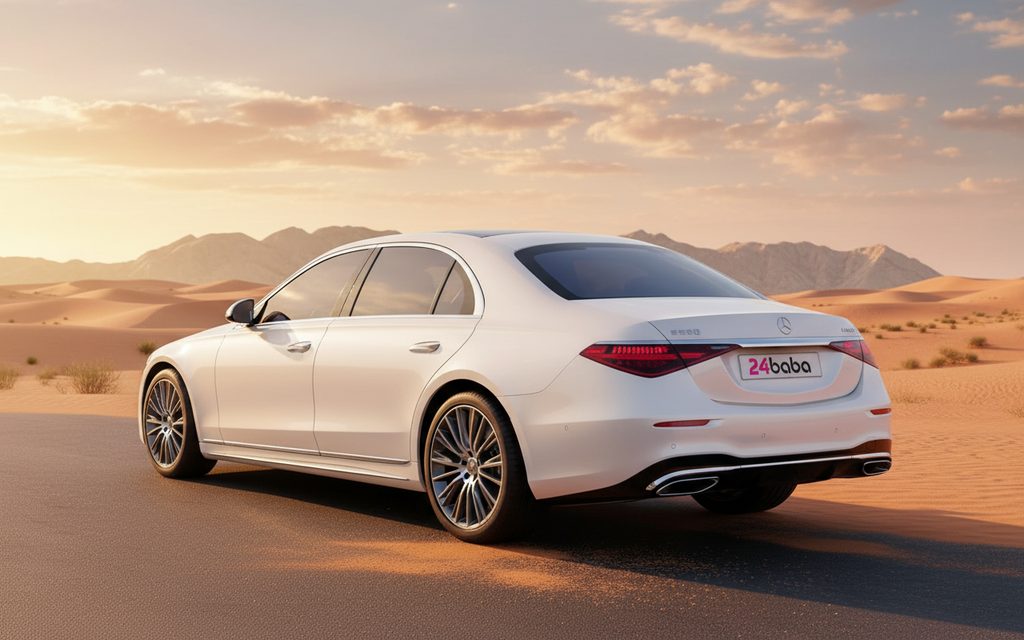 Mercedes S500 2021 White rear view showing taillights