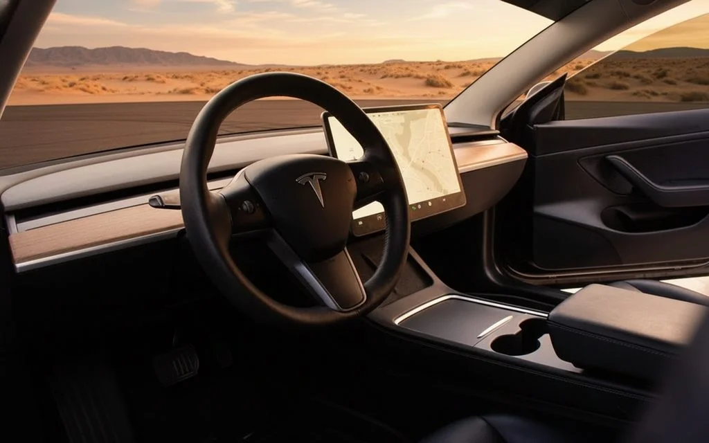 Tesla Model3 2021 interior view showing trim