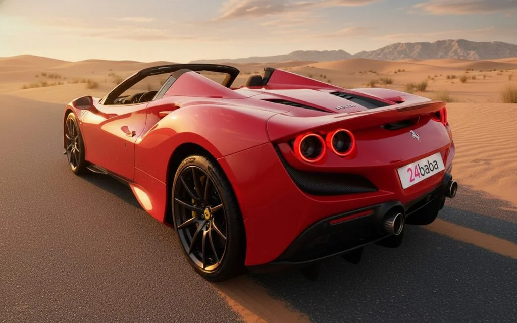 Ferrari F8 2023 Red rear view showing taillights – rental in Dubai