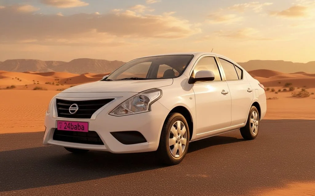 Nissan Sunny 2024 White front view with headlights