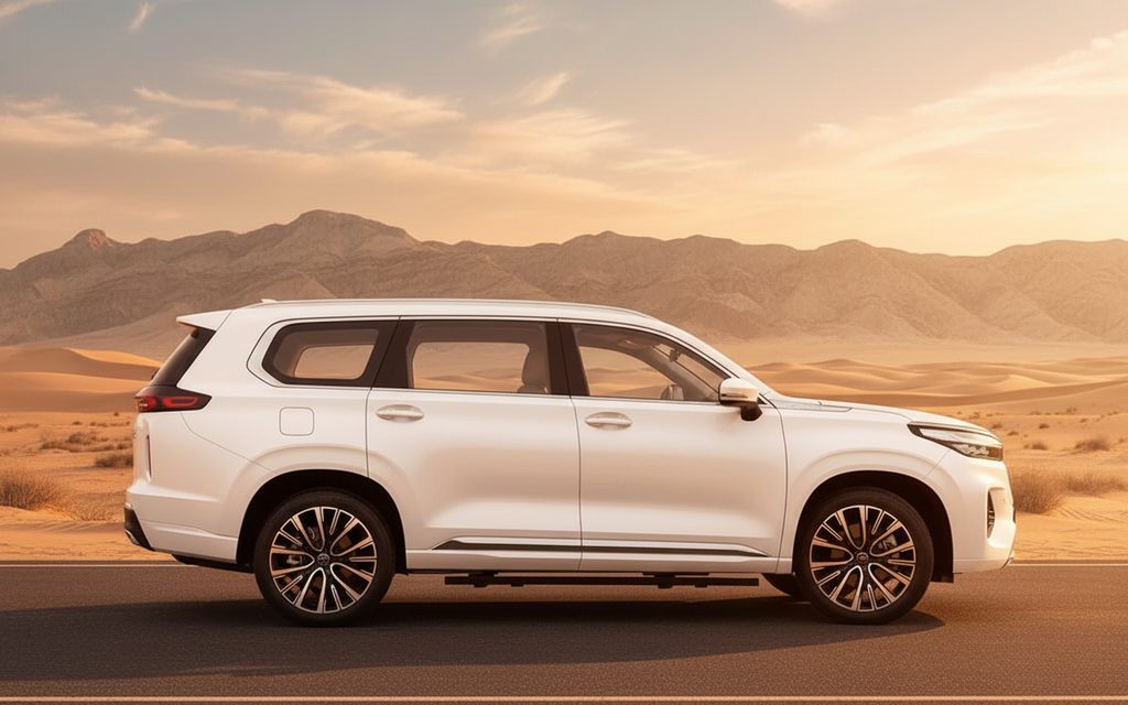 Exeed Vx 2025 White side profile – rental in Dubai