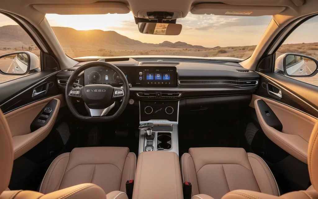 Exeed Vx 2025 dashboard and infotainment – rental in Dubai