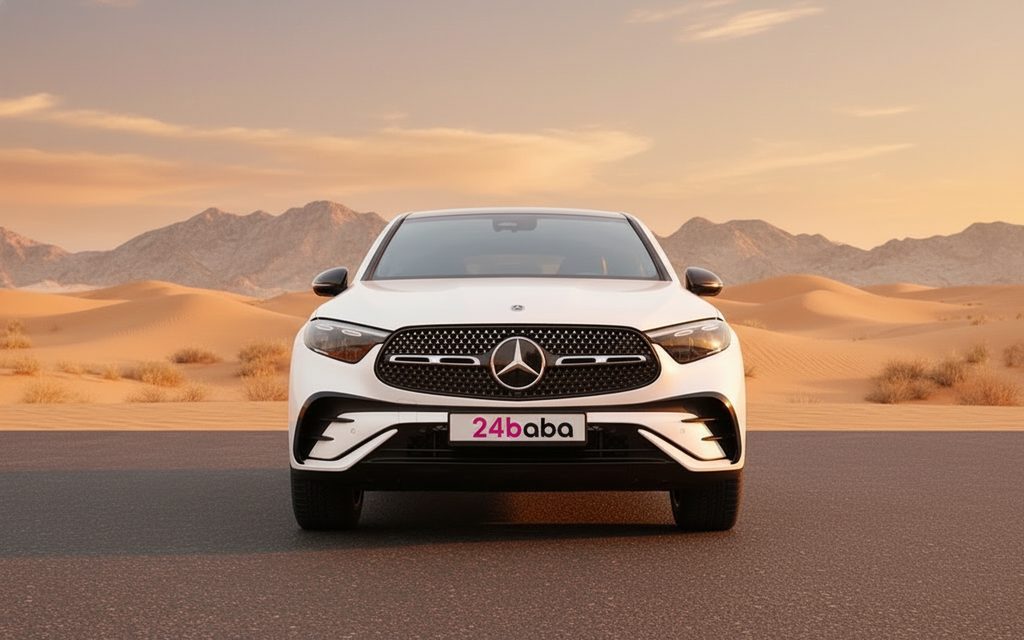 Mercedes Glc200 2024 White front view with headlights