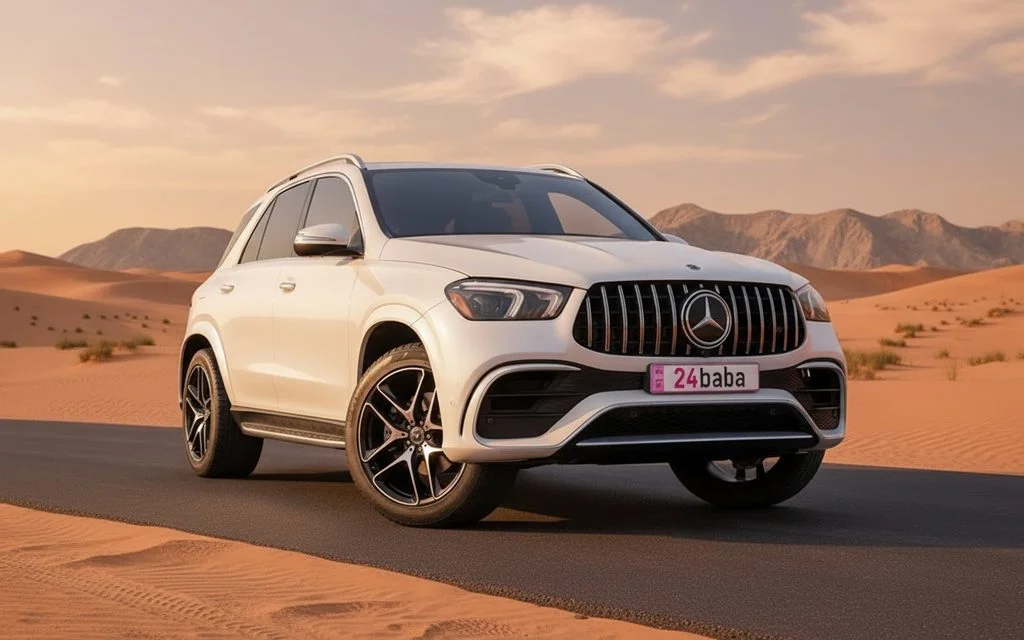 Mercedes Gle350 2021 White front view with headlights
