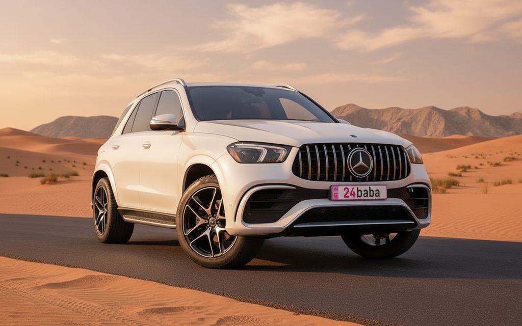 Mercedes Gle350 2021 White front view with headlights