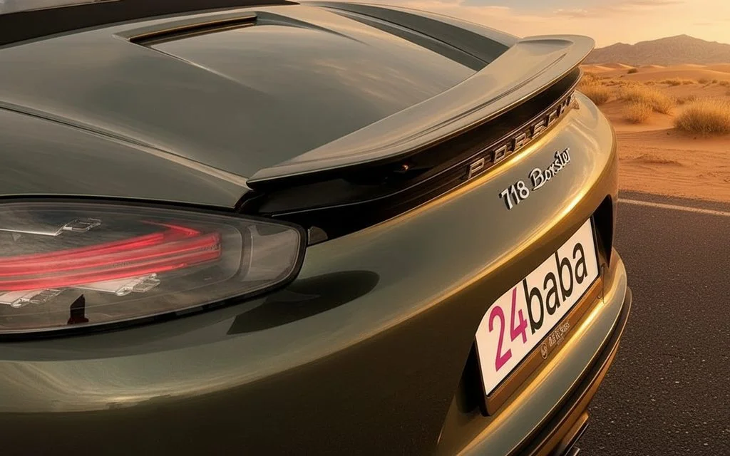 Porsche Boxster 2025 Grey rear view showing taillights