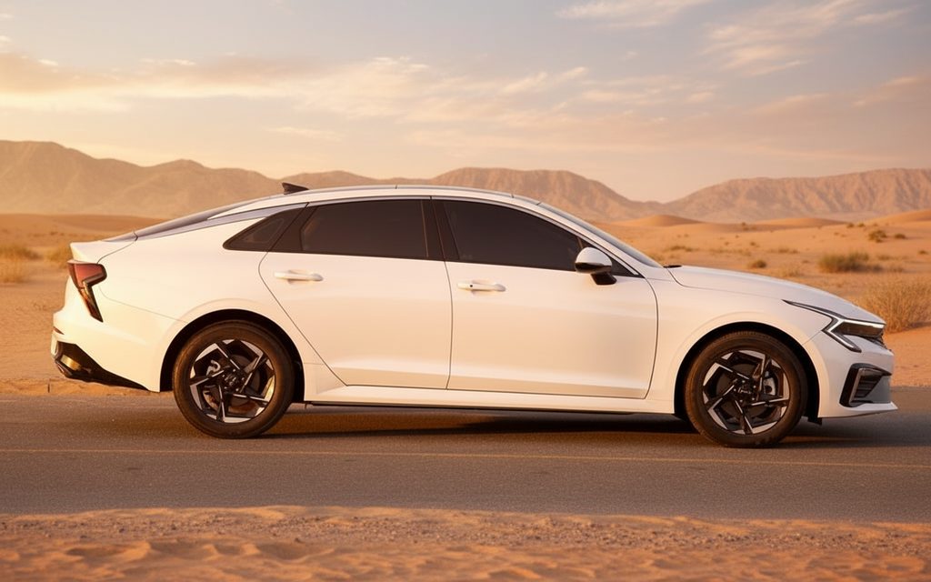 Kia K5 2024 White side profile