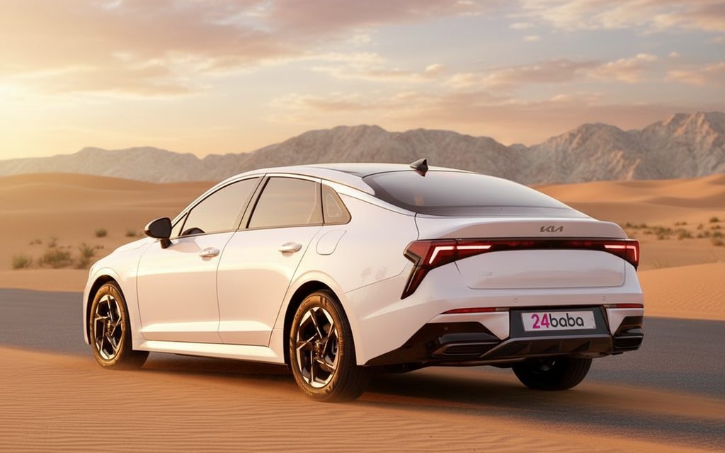 Kia K5 2024 White rear view showing taillights