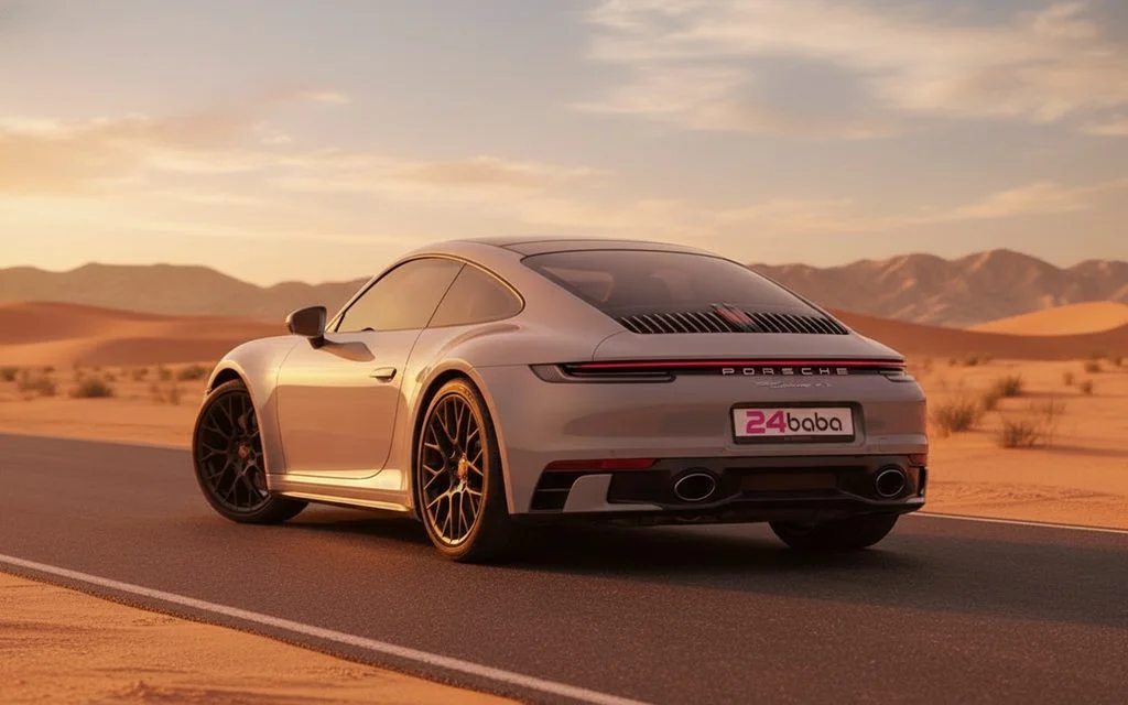 Porsche 911 2022 Grey rear view showing taillights