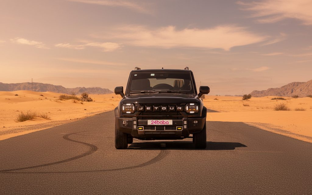 Jetour T2 2024 Black front view with headlights