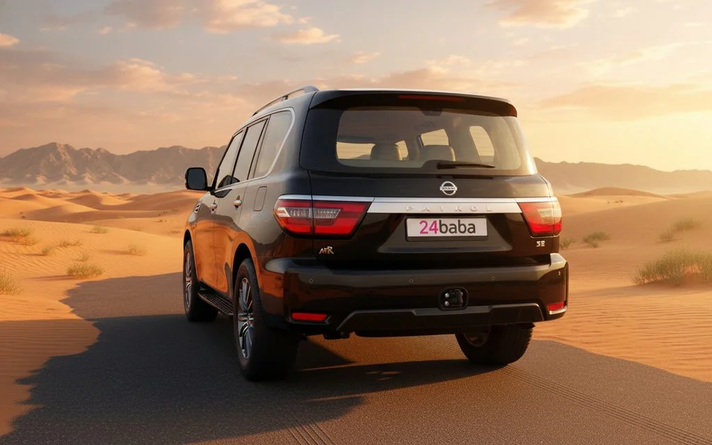 Nissan Patrol 2020 Black rear view showing taillights