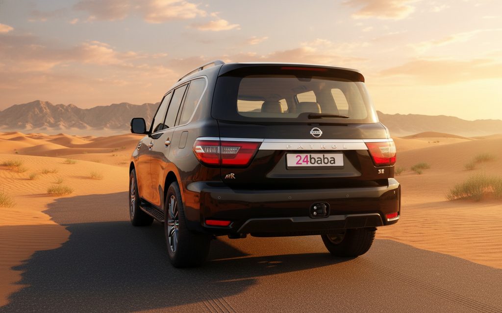 Nissan Patrol 2020 Black rear view showing taillights