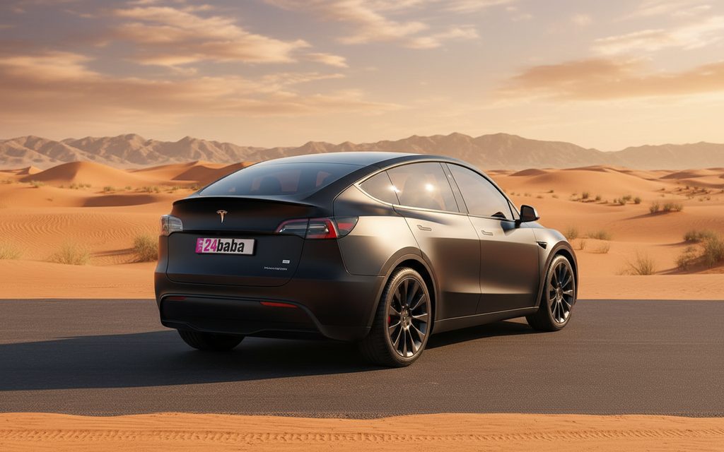 Tesla Model Y 2023 Black rear view showing taillights