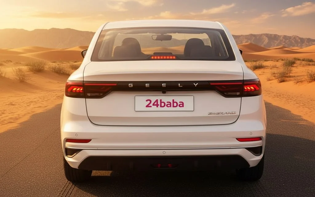 Geely Emgrand 2025 White rear view showing taillights