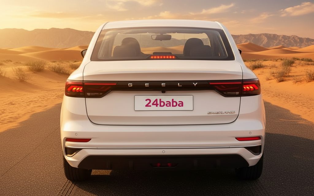 Geely Emgrand 2025 White rear view showing taillights