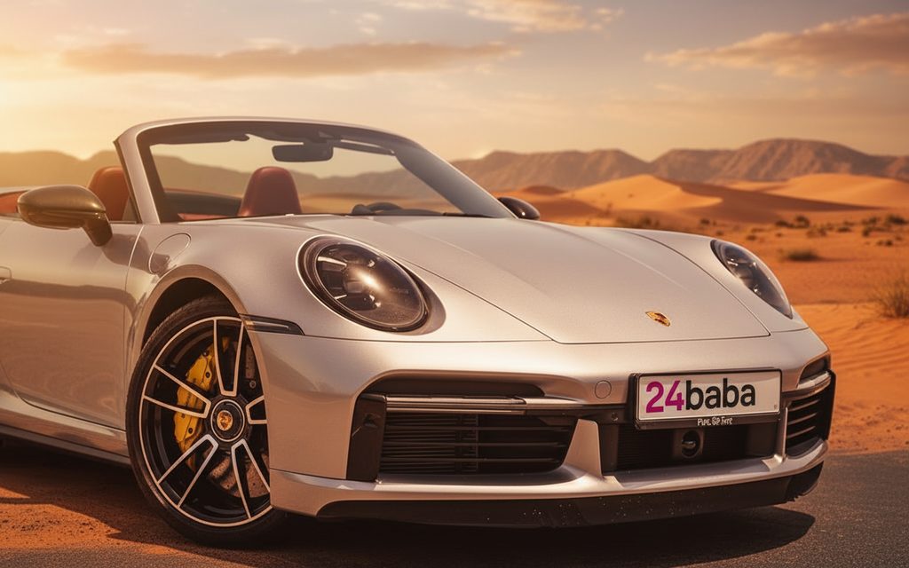 Porsche 911 2025 Silver front view with headlights