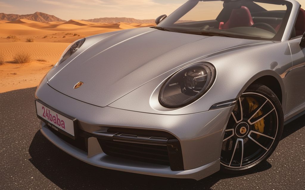 Porsche 911 2025 Silver front view with headlights