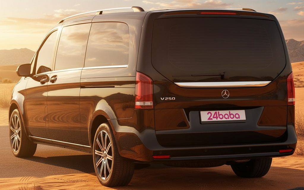 Mercedes V Class 2023 Black rear view showing taillights