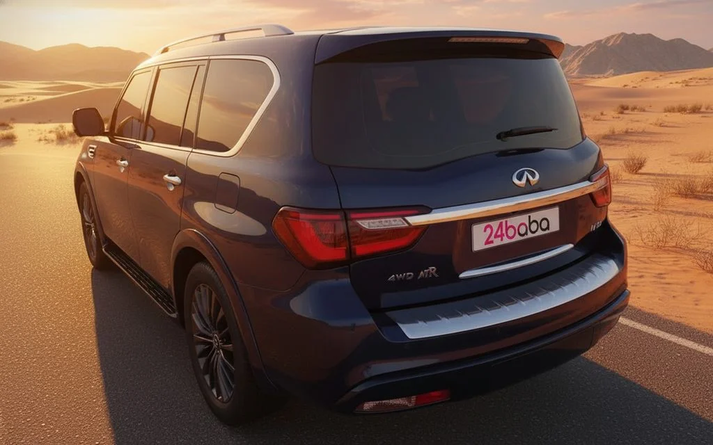 Infiniti Qx80 2021 Blue rear view showing taillights