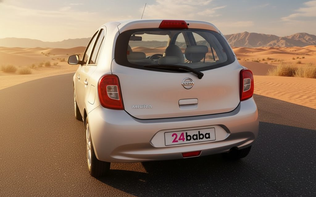 Nissan Micra 2025 Silver rear view showing taillights