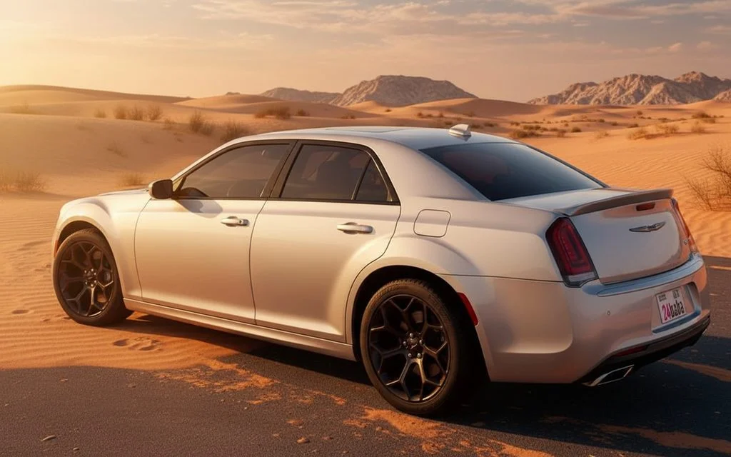 Chrysler 300 2020 Silver parked outdoor scene – rental in Dubai