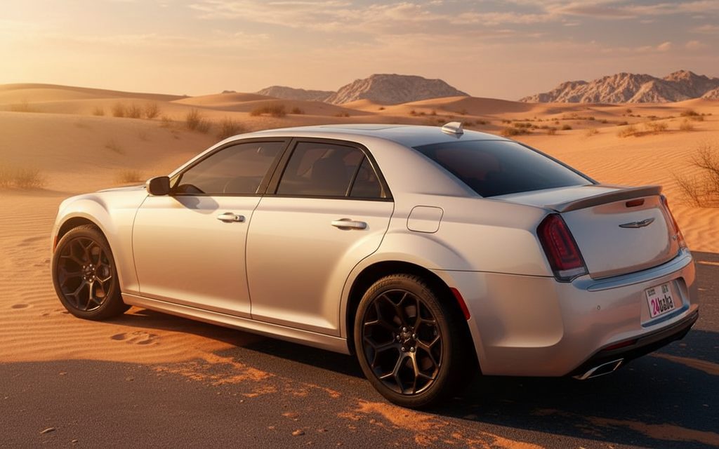 Chrysler 300 2020 Silver parked outdoor scene – rental in Dubai