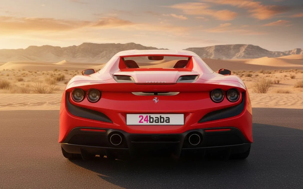 Ferrari F8 2022 Red rear view showing taillights – rental in Dubai