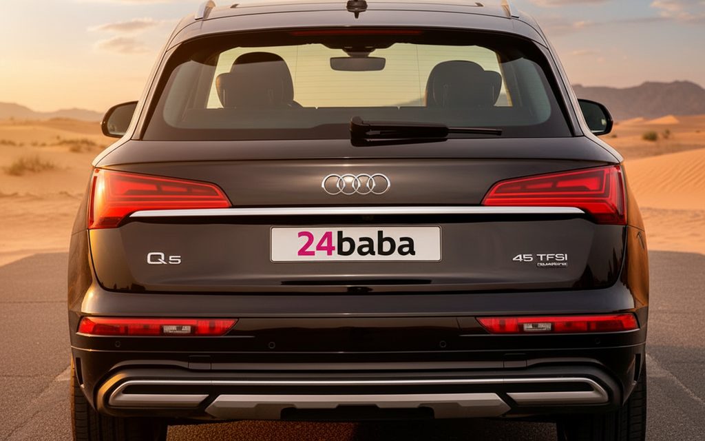 Audi Q5 2024 Black rear view showing taillights – rental in Dubai