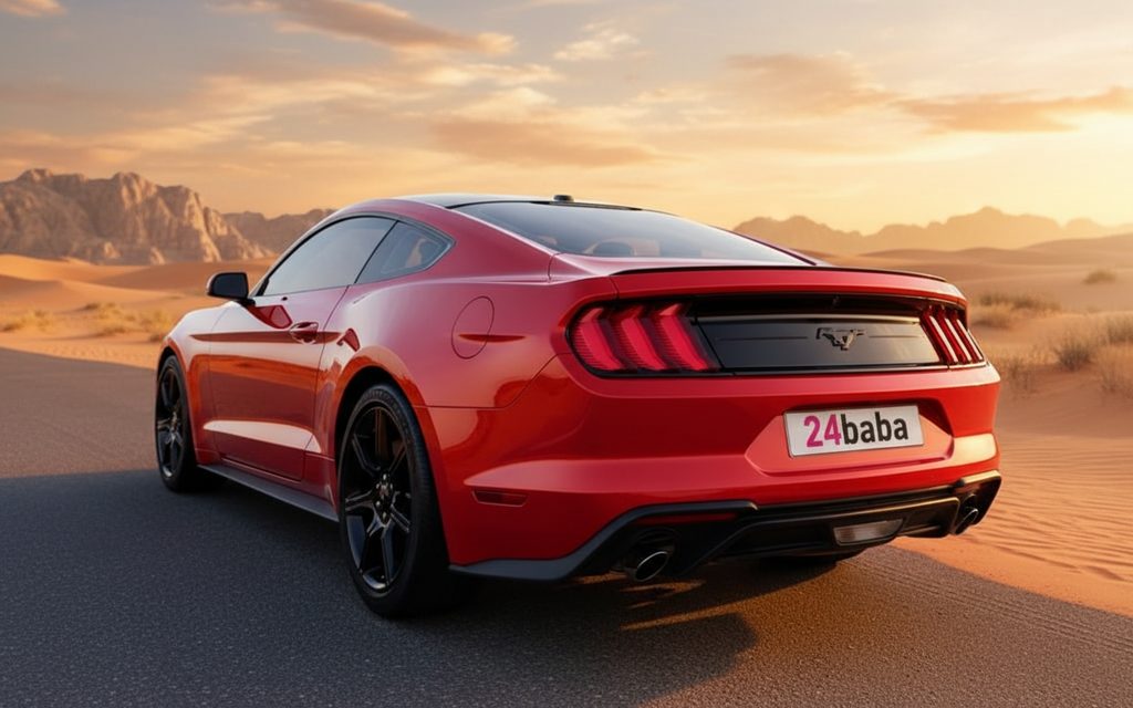 Ford Mustang 2020 Red rear view showing taillights – rental in Dubai