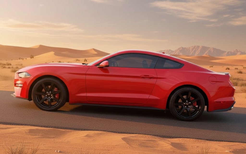 Ford Mustang 2020 Red side profile – rental in Dubai