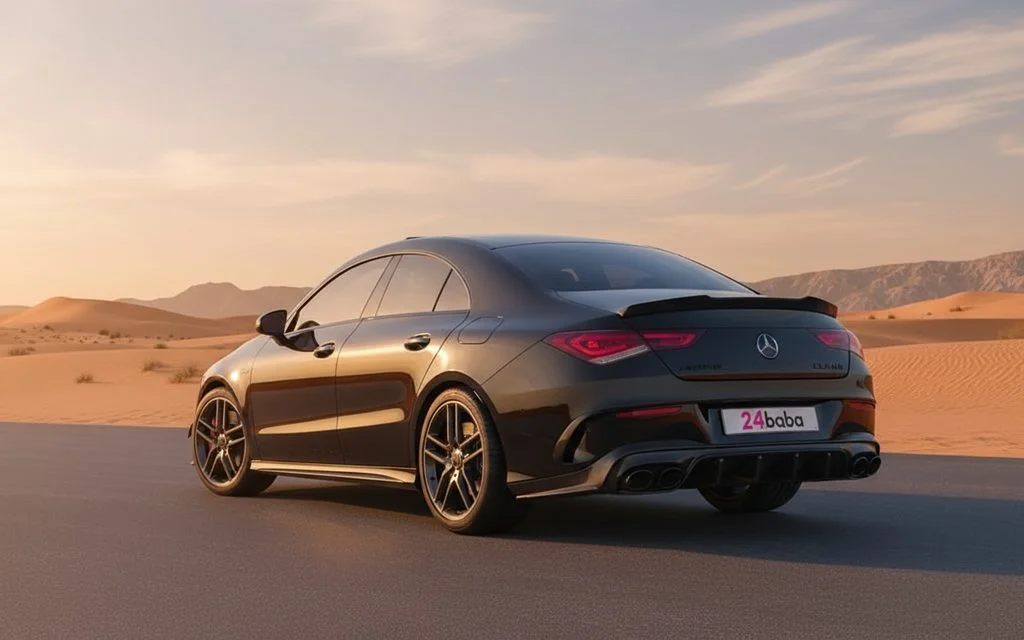 Mercedes Cla250 2023 Black rear view showing taillights