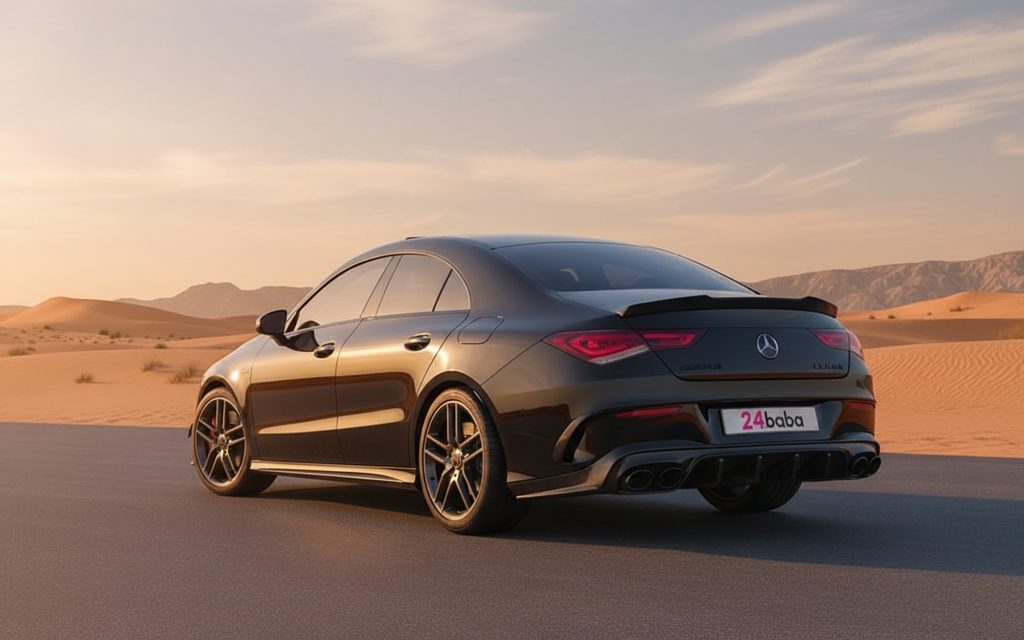 Mercedes Cla250 2023 Black rear view showing taillights