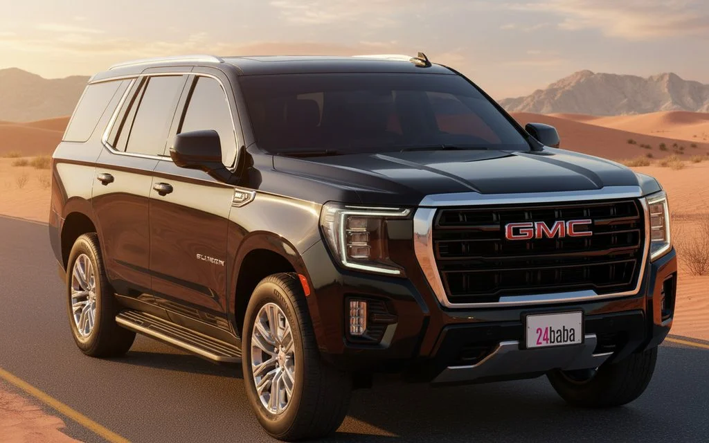 Gmc Yukon 2024 Black front view with headlights