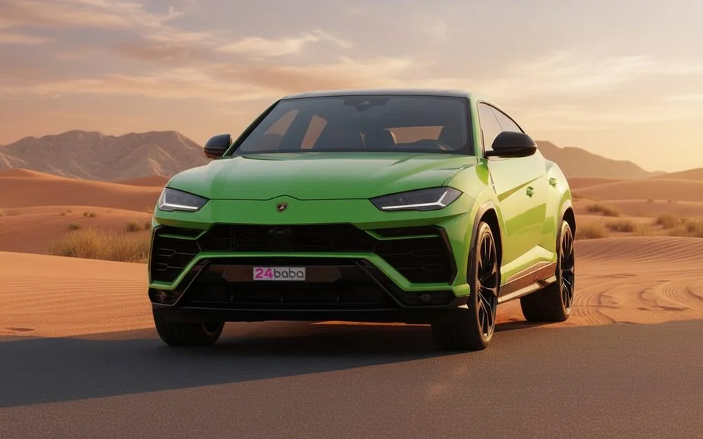 Lamborghini Urus 2021 Green front view with headlights
