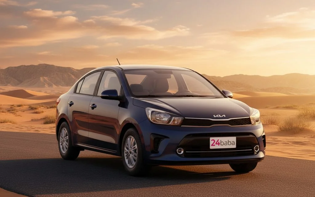 Kia Pegas 2025 Blue front view with headlights