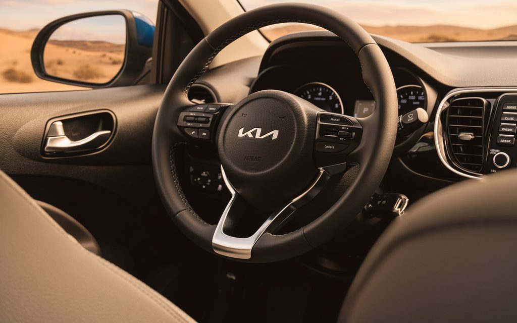 Kia Pegas 2025 Blue steering view