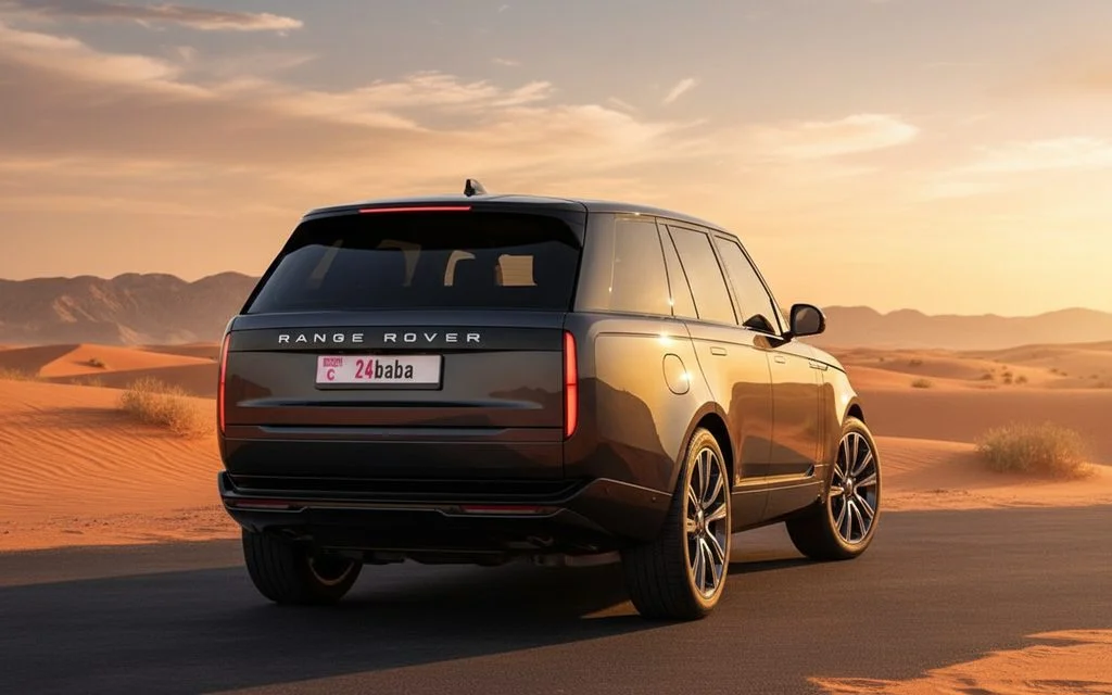 LandRover RangeRoverVogueHse 2025 Dark Gray rear view showing taillights – rental in Dubai