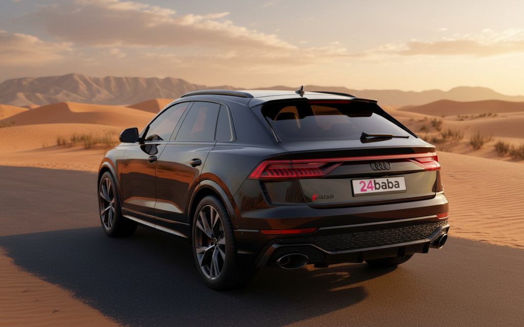 Audi RsQ8 2022 Black rear view showing taillights