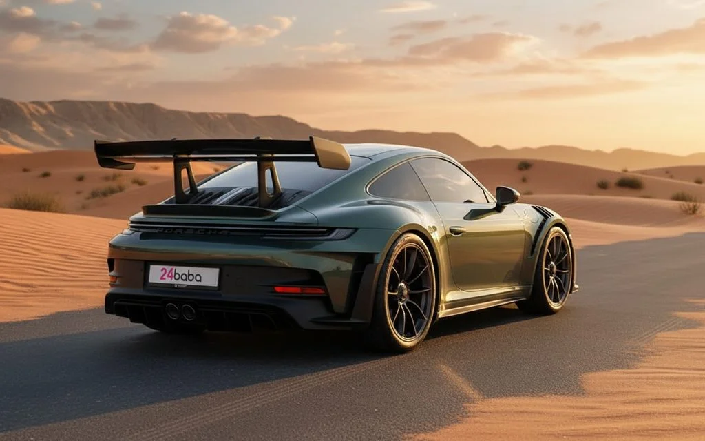 Porsche 911 2025 Green rear view showing taillights